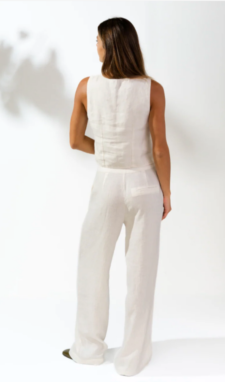 Isabella V Linen Vivian Trousers- White