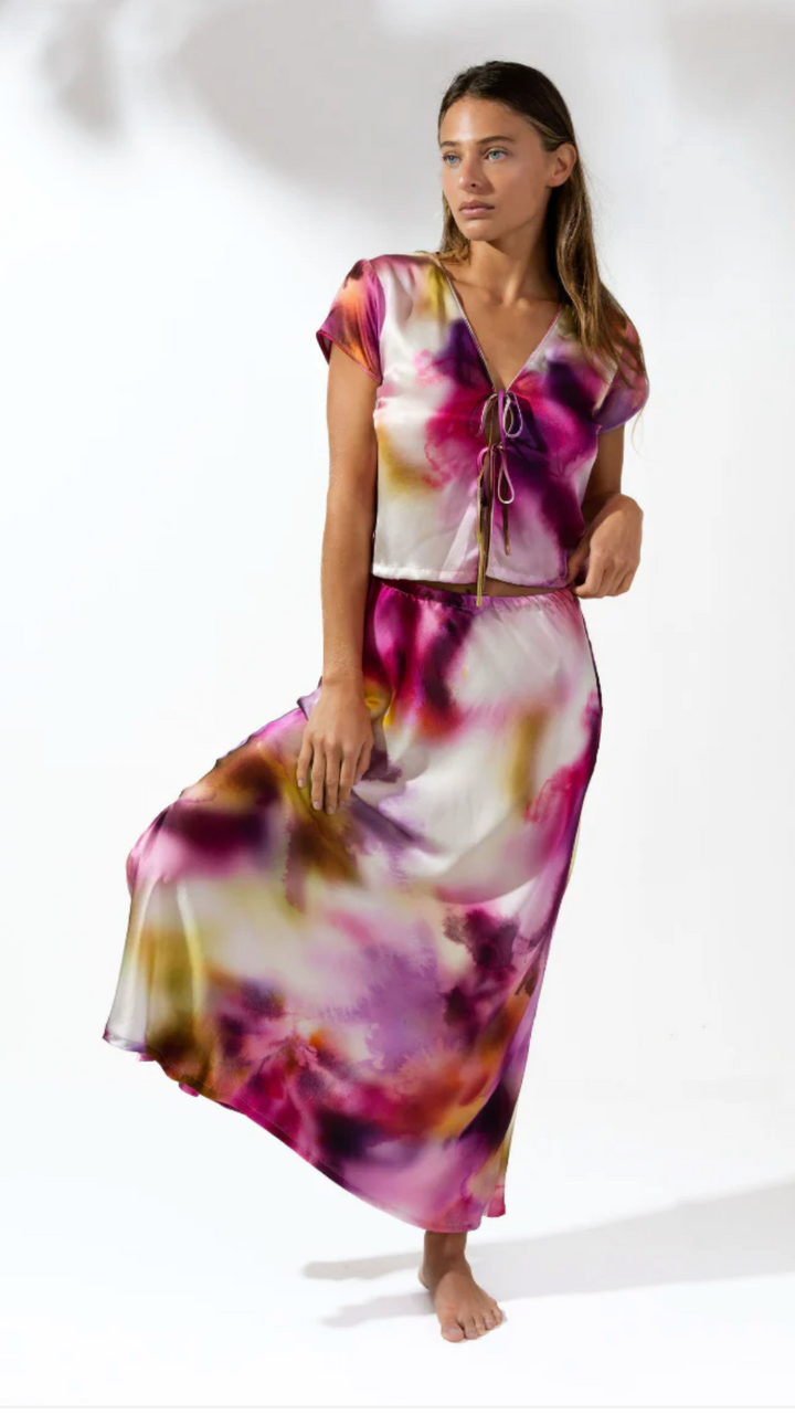 Isabella V 100% Italian Dyed Silk Erin Drawstring Top