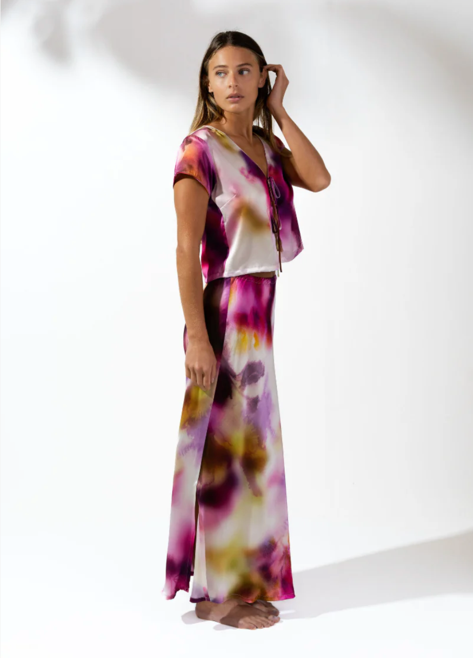 Isabella V 100% Italian Dyed Silk Rosa Skirt