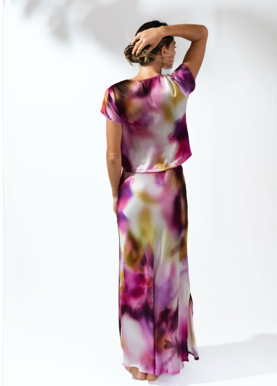 Isabella V 100% Italian Dyed Silk Rosa Skirt