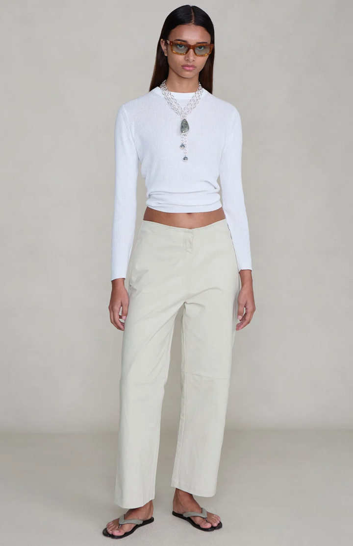 Chan Luu Back Snap Straight Leg Pant Bone
