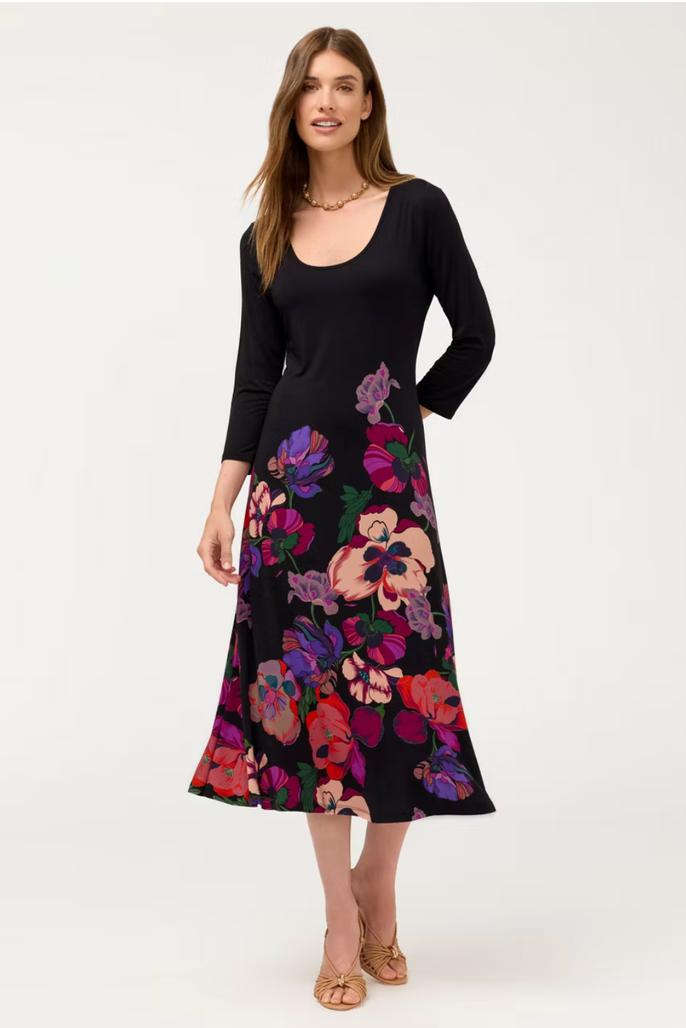 Johnny Was The Janie Favorite 3/4 Sleeve Scoop Neck Dress