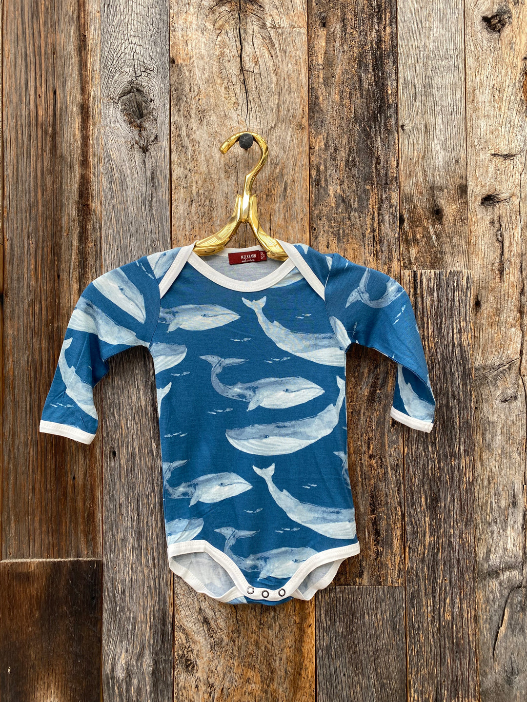 Milkbarn Bamboo L/S One Piece Blue Whale