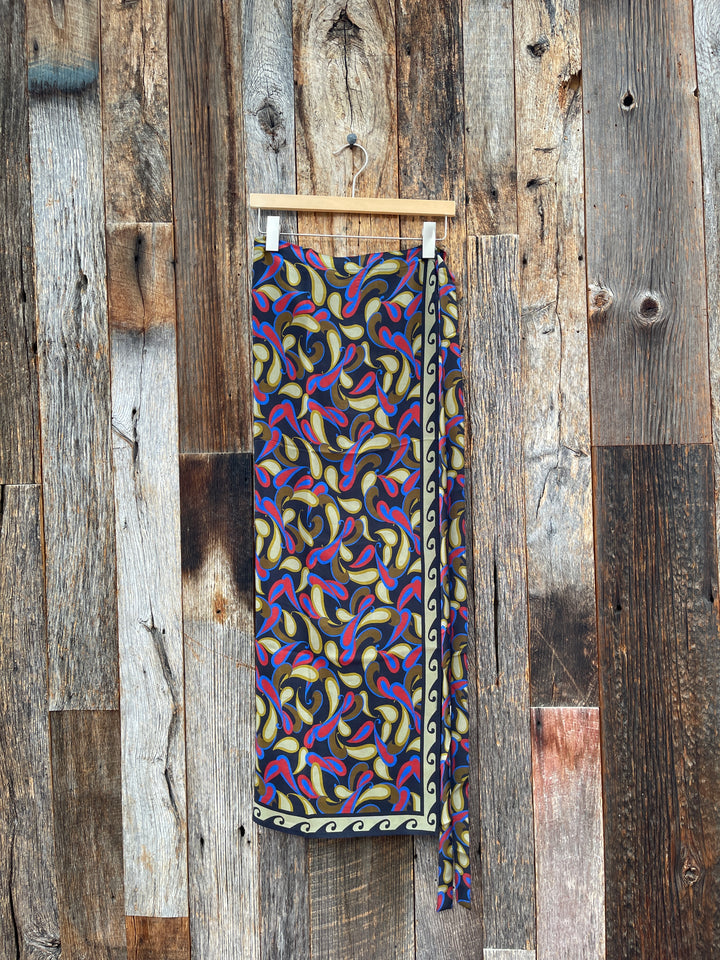 Chan Luu Hibiscus Silk Wrap Skirt Lapis