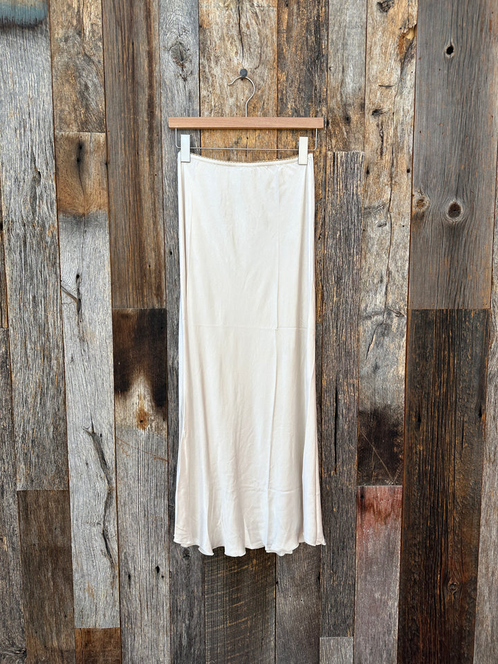 Milio Milano Silky Viscose Rayon Slip Skirt Beige