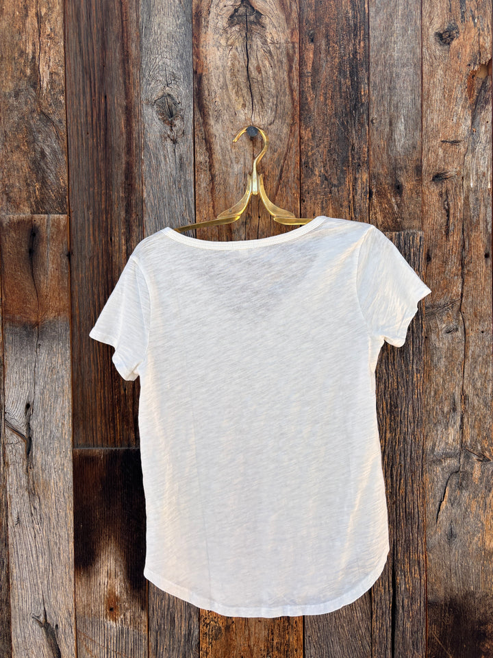 Dylan Soft Cotton Slub S/S Deep V-Tee Soft White