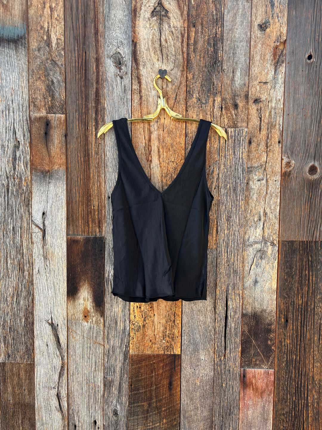 Milio Milano Italian Viscose V-Neck Wide Strap Tank Top Black