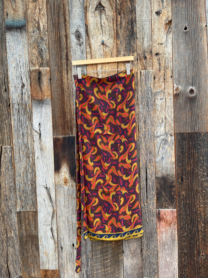 Hibiscus Silk Wrap Skirt Chocolate