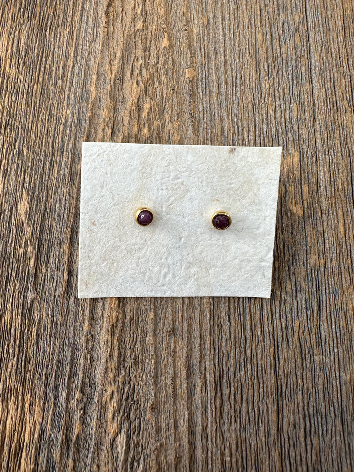 River Song Faceted Gem Indian Ruby Earrings