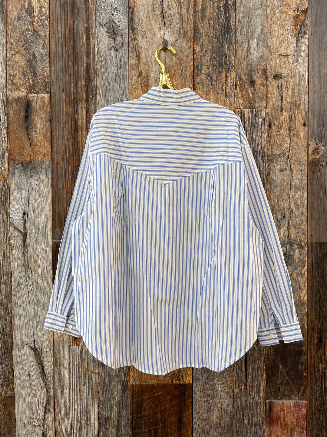 It Is Well Oversized Button Down Shirt Blue Stripe OS