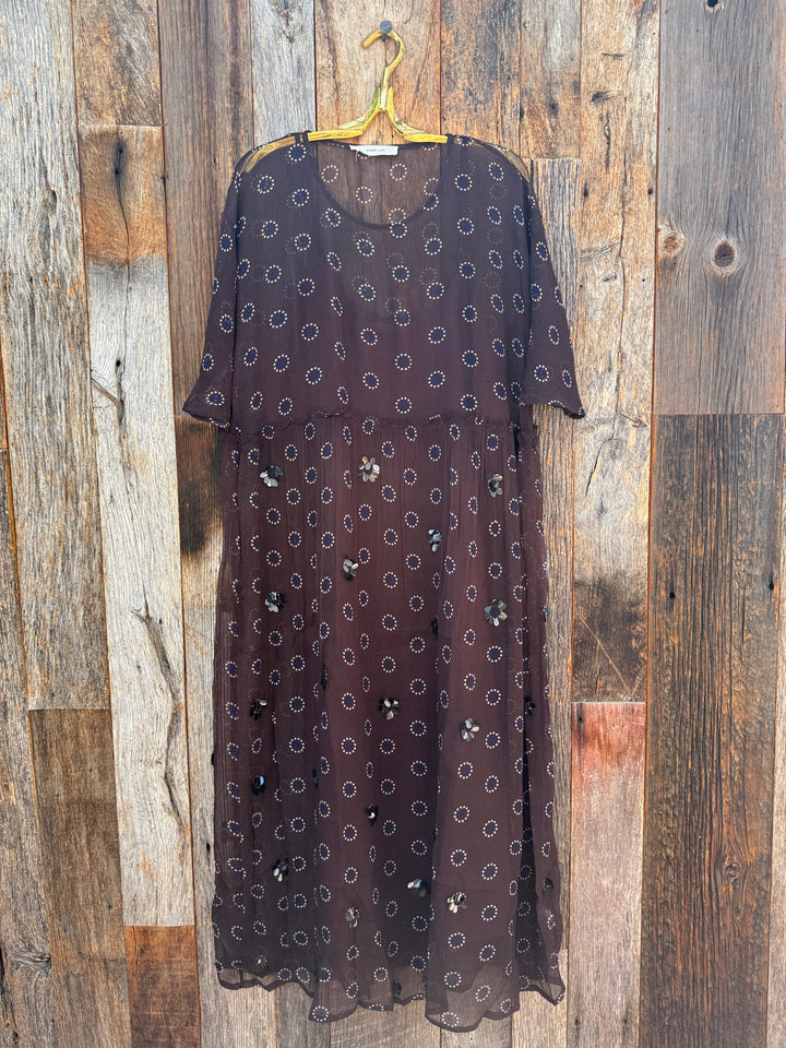 Chan Luu Olivia Silk Chiffon Dress Chocolate