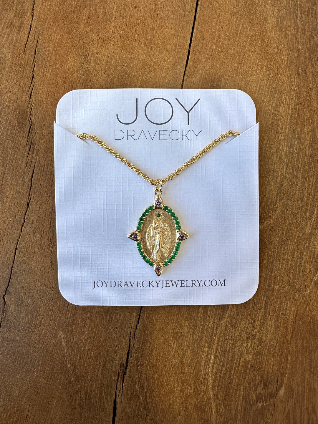 Joy Dravecky Guardian Angel Necklace Green/Blue