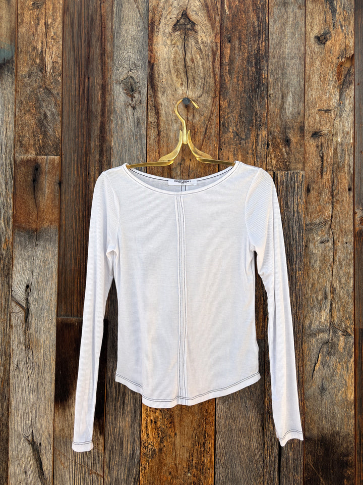 Project Social T Yoko Boatneck Rib L/S White
