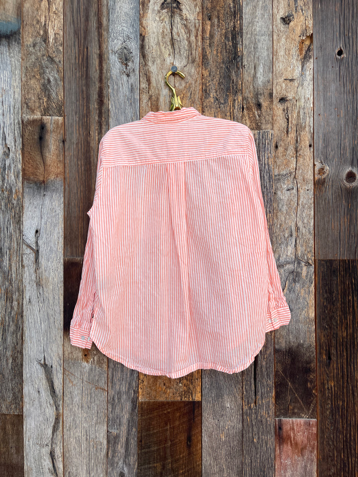 ...and for good Stripe LS Boyfriend Shirt Desert Pink