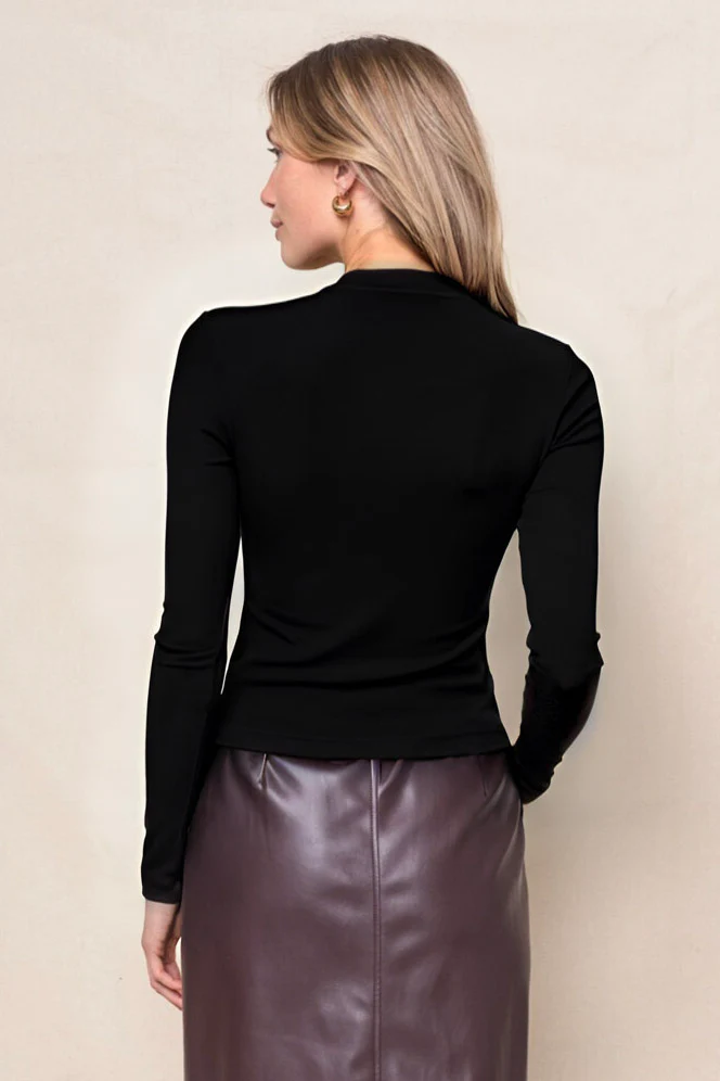 Stateside 2x1 Fine Rib L/S Crew Black