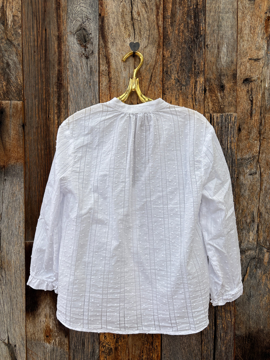 Bella Dahl 3/4 Sleeve Tie Neck Blouse White