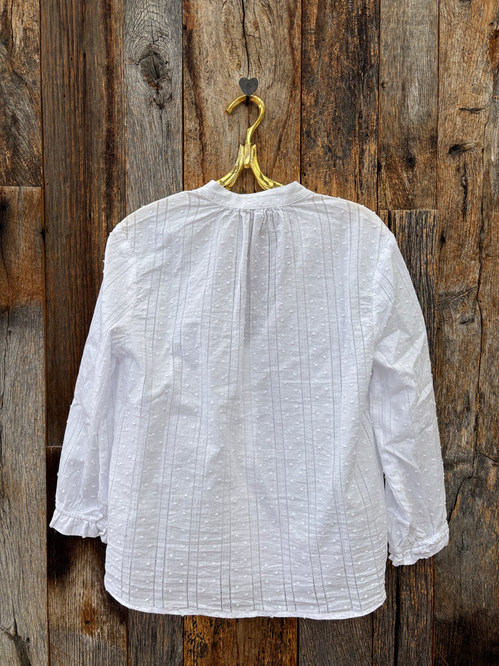 Bella Dahl 3/4 Sleeve Tie Neck Blouse White