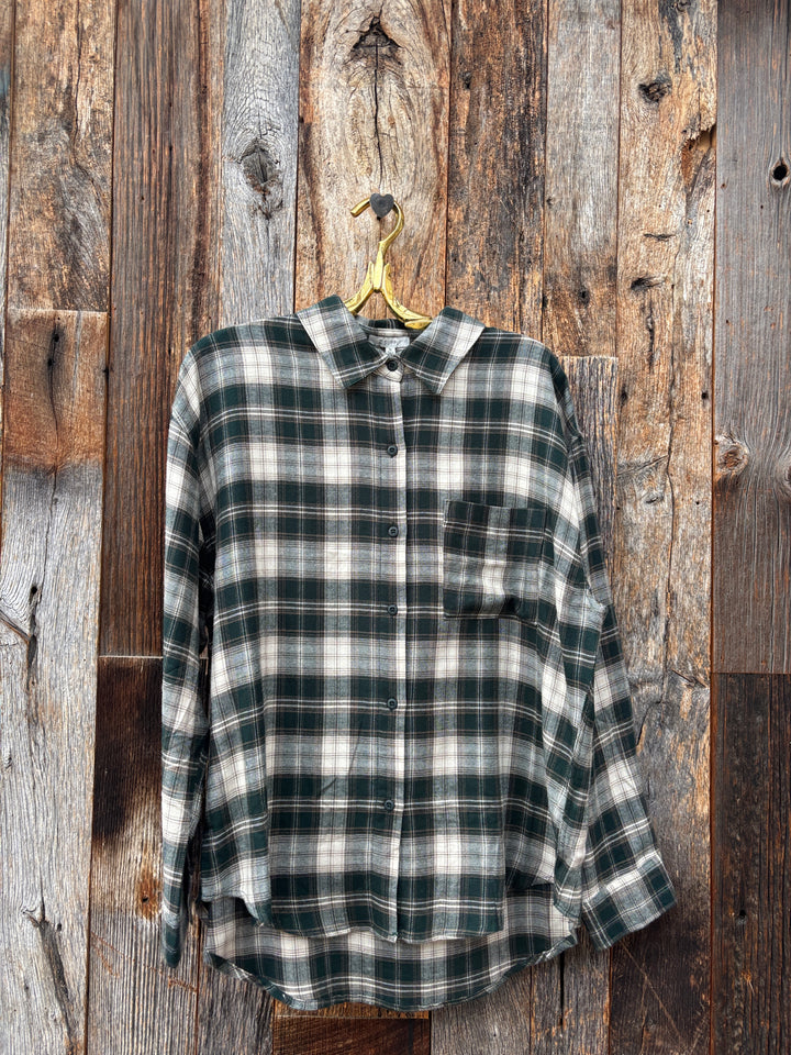 Z Supply River Plaid Button Up Garland Green
