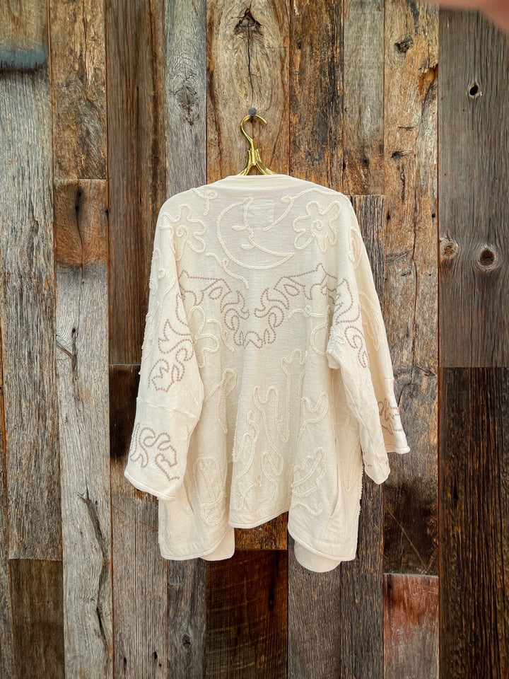 Johnny Was Biya Short Kimono Mojavi - Ecru