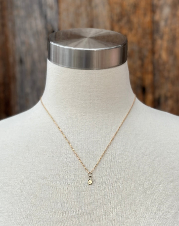 Robin M 14K Oval 1mm Diamond Charm GF Chain 18"