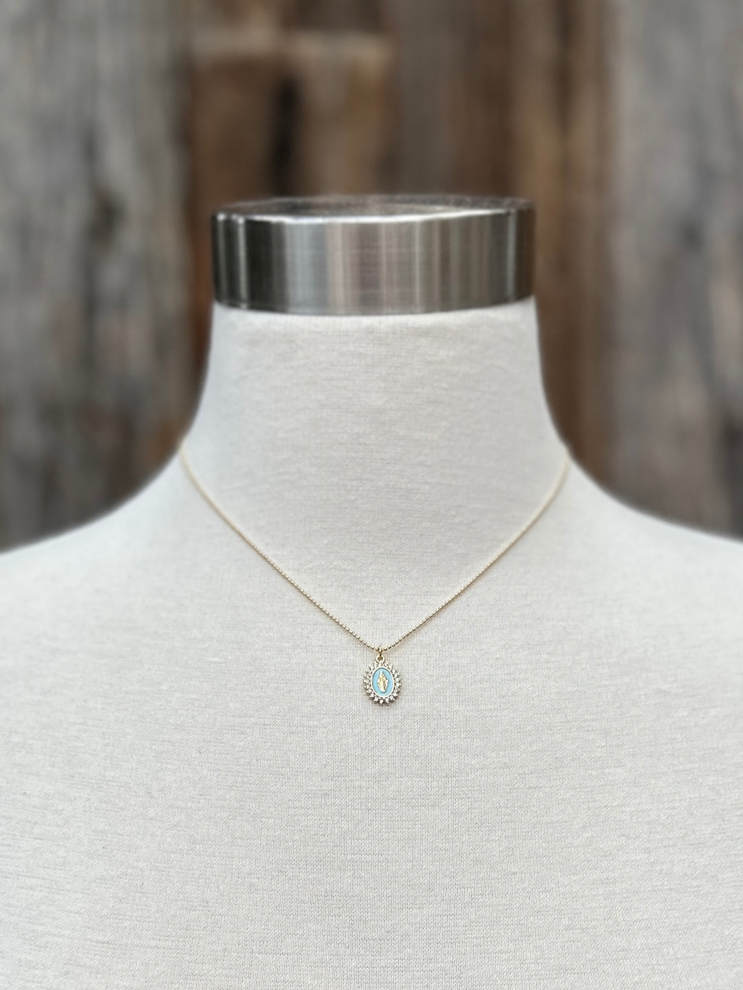 Joy Dravecky Mini Lady Lourdes Necklace Aqua