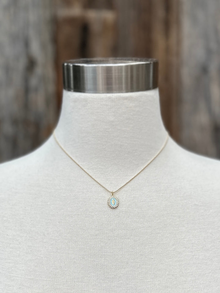 Joy Dravecky Mini Lady Lourdes Necklace Aqua