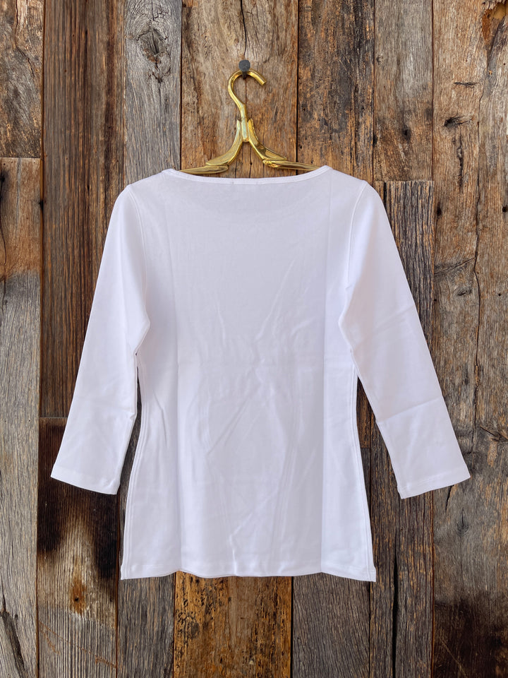 Lilla P 3/4 Sleeve Boatneck White