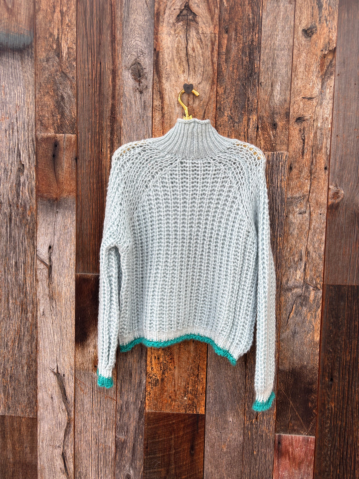 Wooden Ships Mock T Neck Blue Heaven Teal Tipped