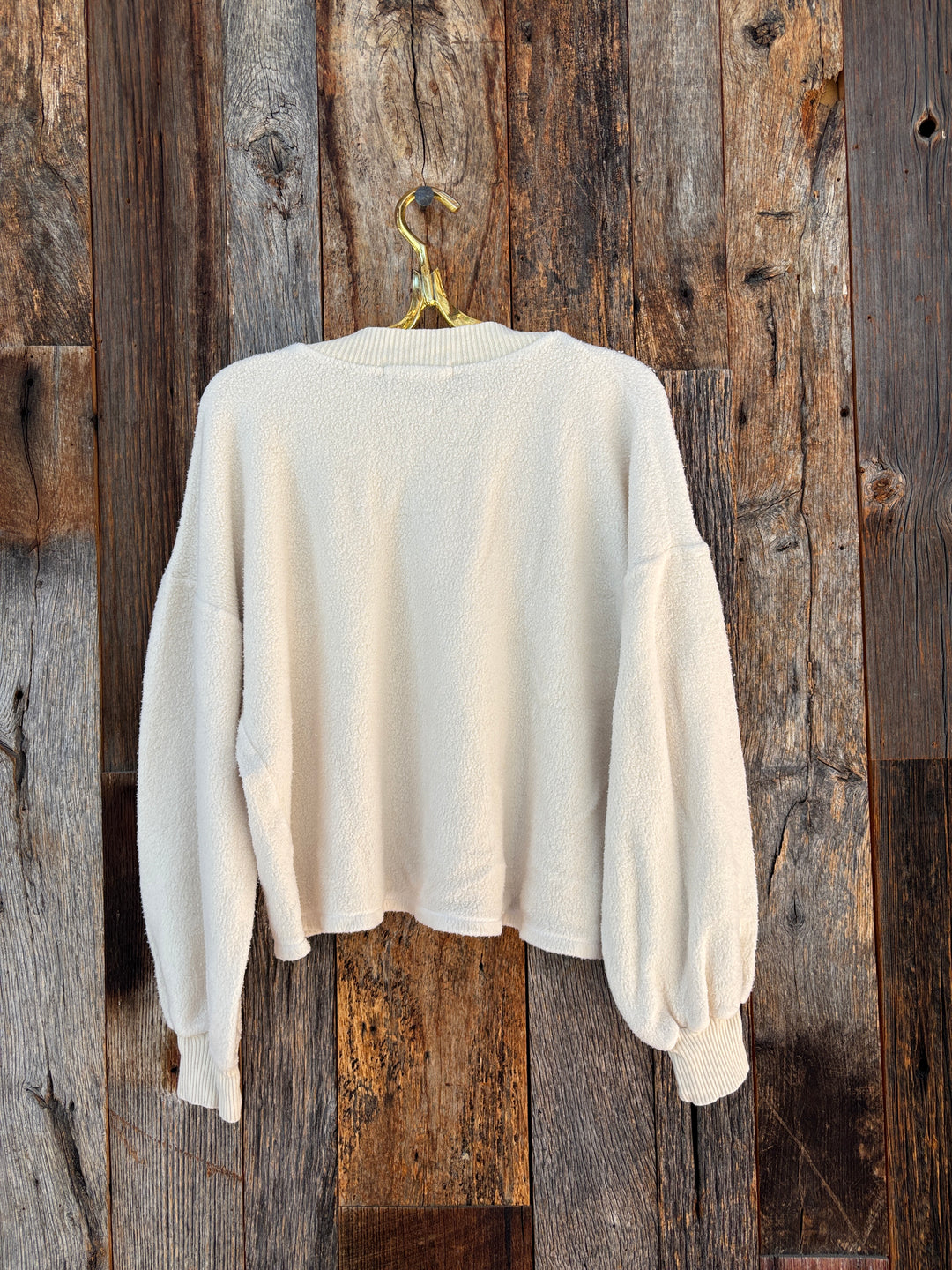 Project Social T Time After Time Sherpa Mock Neck Sweatshirt Cream