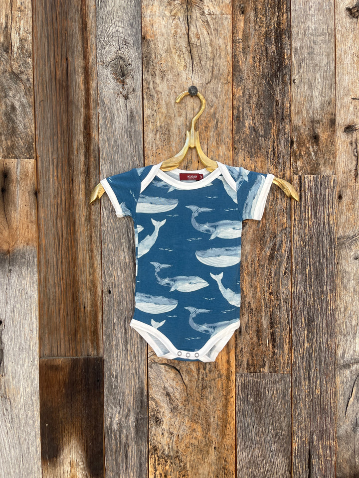 Milkbarn S/S Bamboo One Piece Blue Whale 31304