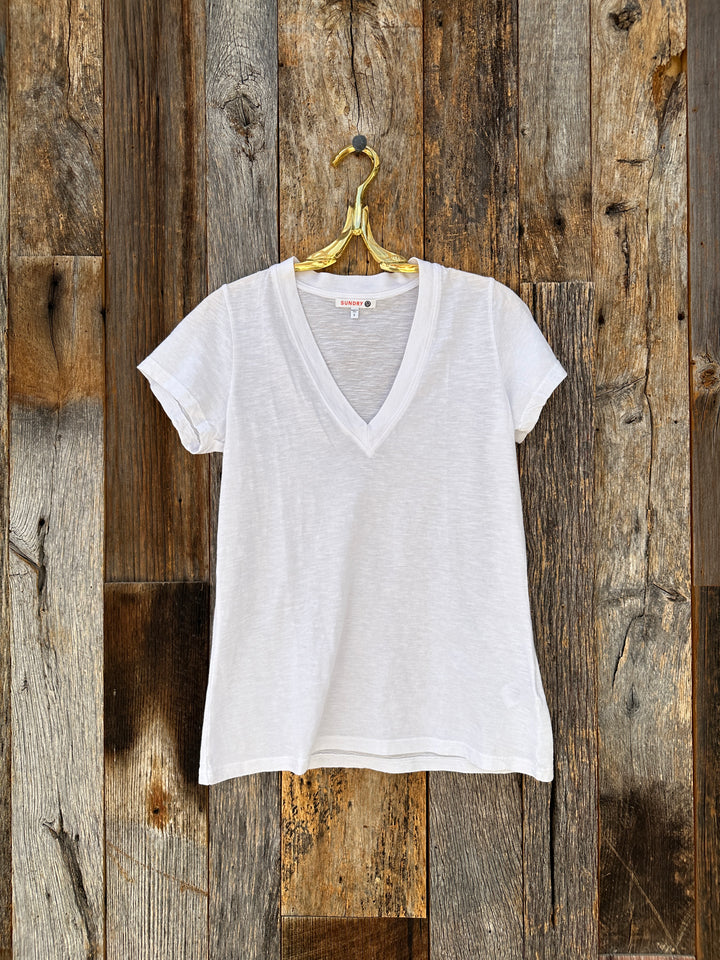 Sundry Deep V-Neck Tee Optic White