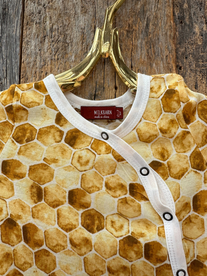 Milkbarn Bamboo Footed Romper Honeycomb 37138