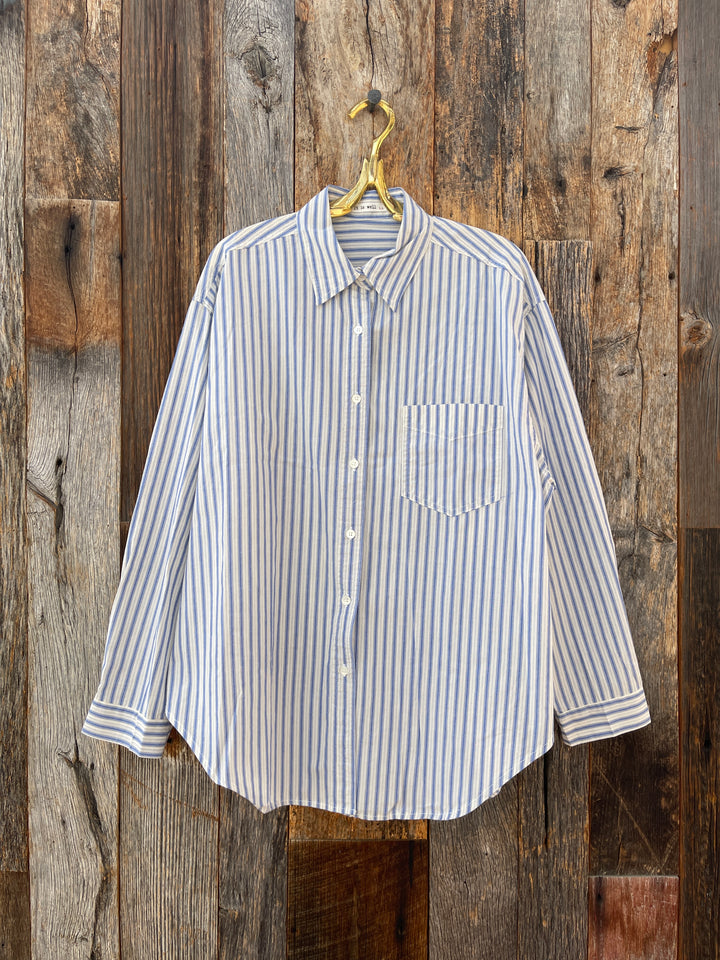 It Is Well Oversized Button Down Shirt Blue Stripe OS