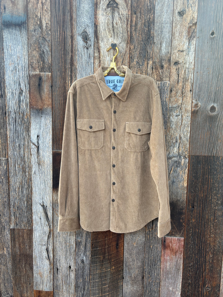 True Grit Best Stretch Cord L/S 2 Pocket Shirt Khaki