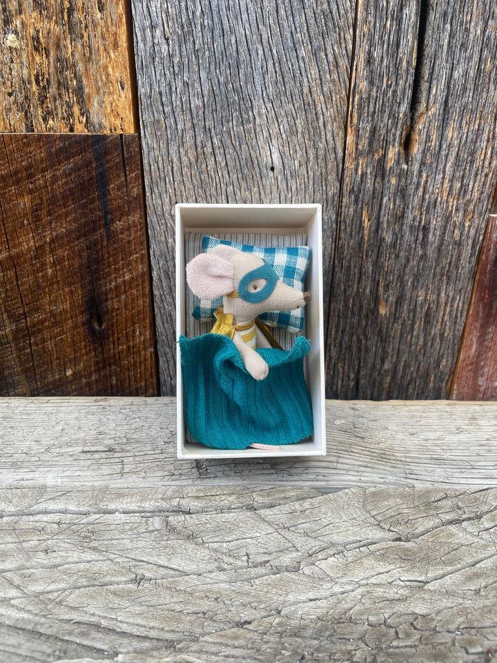 Maileg Super Hero Mouse, Little Brother in Matchbox 17-3101-00