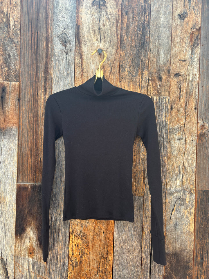 Perfect White Tee Luxe Rib Turtle Neck Black