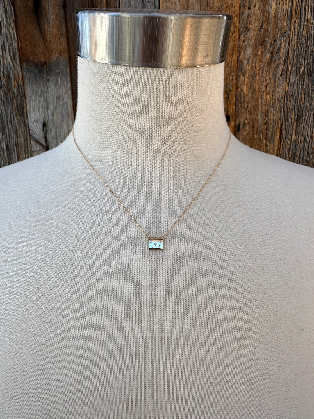 Aili 5 Stars 14K/Wt Diam 16" Postcard Necklace