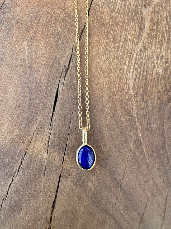 Robin M 18K Lapis 9x7mm 16" GF Chain Necklace