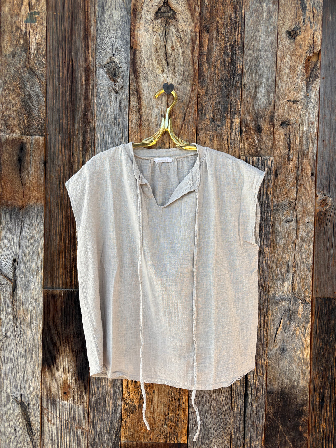 Milio Milano Cotton/Linen Blend SS Top Taupe