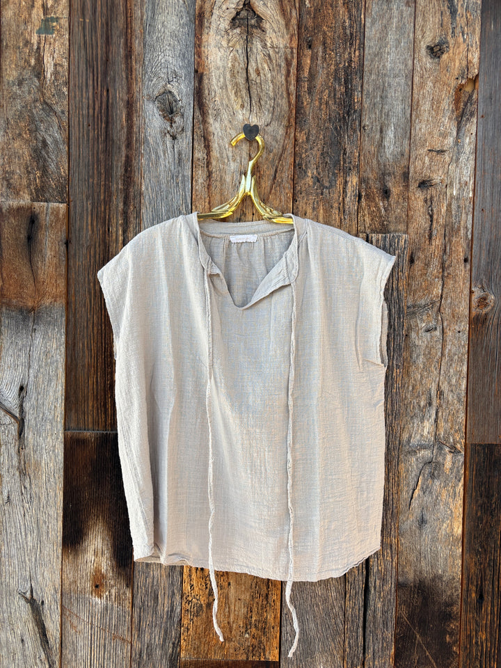 Milio Milano Cotton/Linen Blend SS Top Taupe
