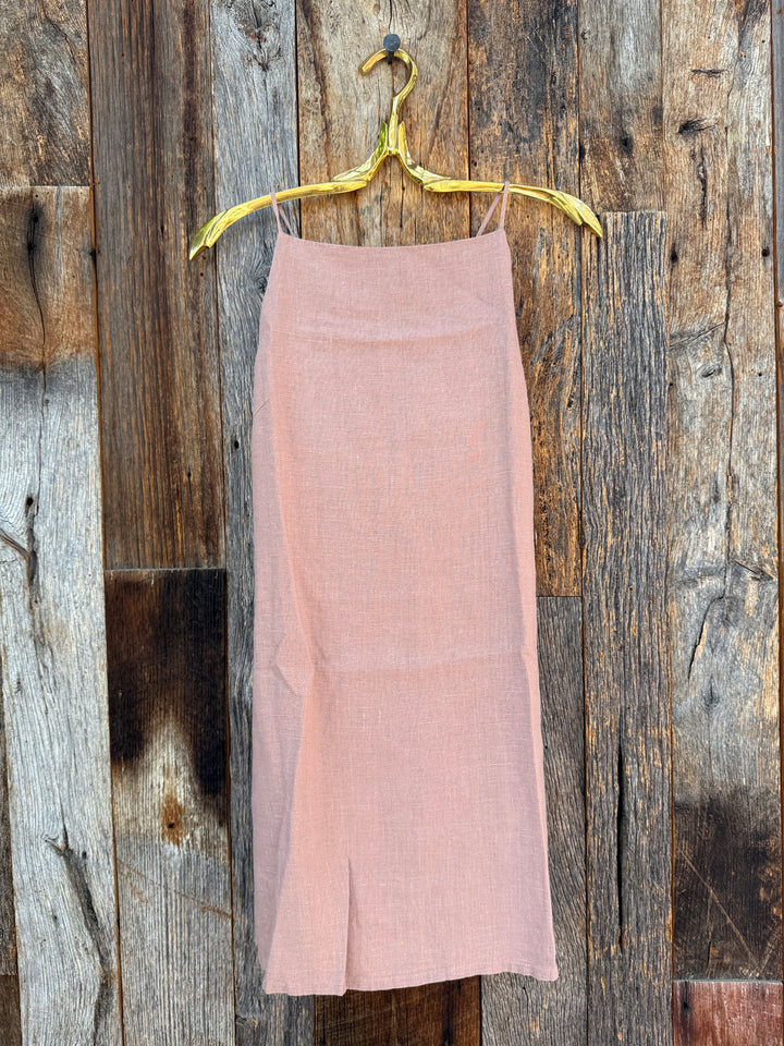 Isabella V Flora French Linen Dress Rose Pink