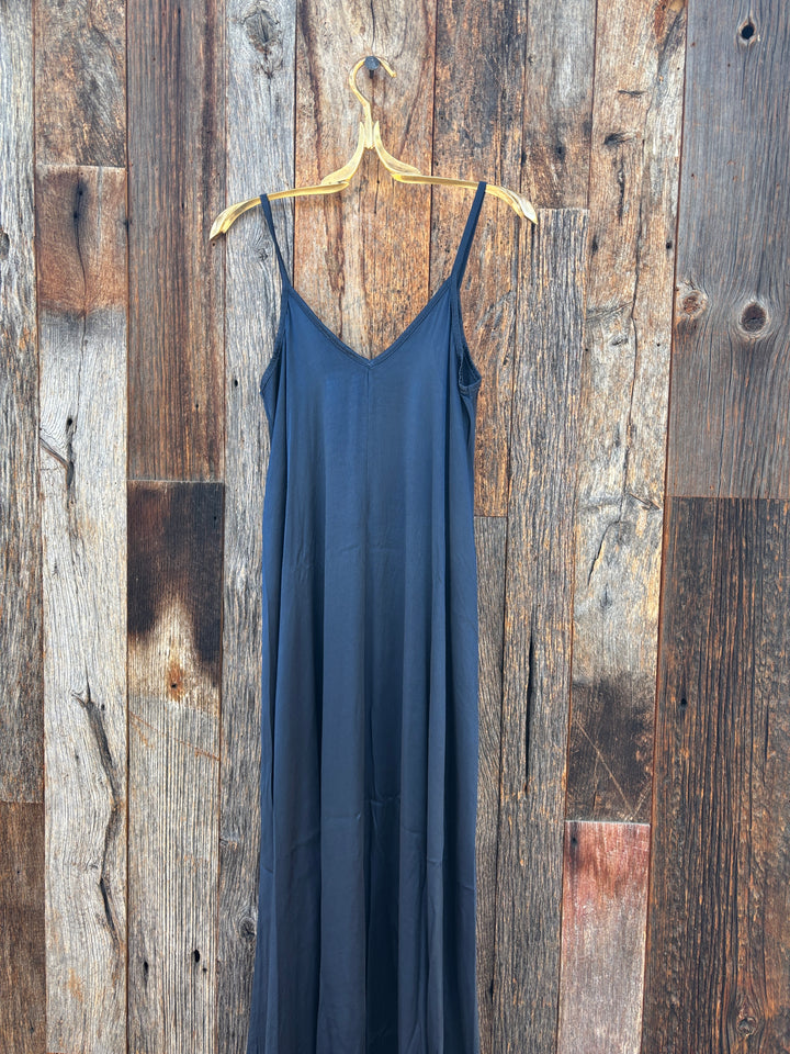 Milio Milano Silky Slip Maxi Dress Navy