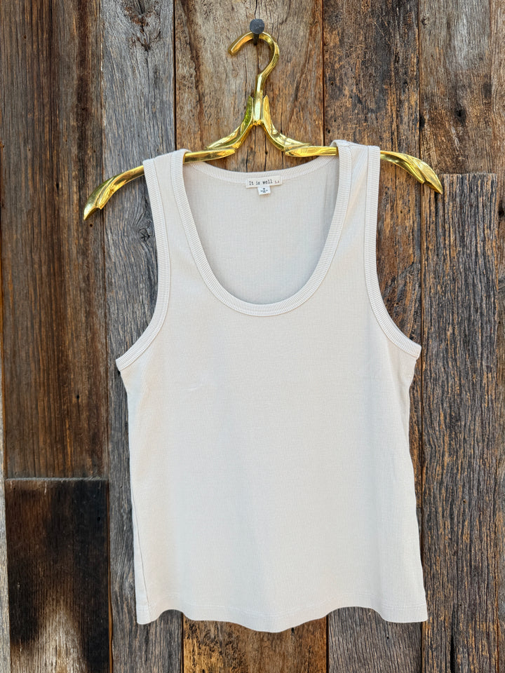 It Is Well Rib Tank Top Natural
