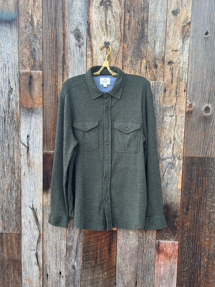 True Grit Herringbone L/S 2 Pocket Shirt Dark Green