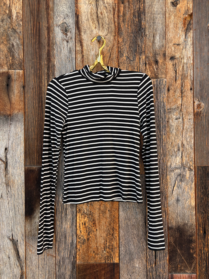 Project Social T Lipson Striped L/S Turtleneck BLK/Ivory