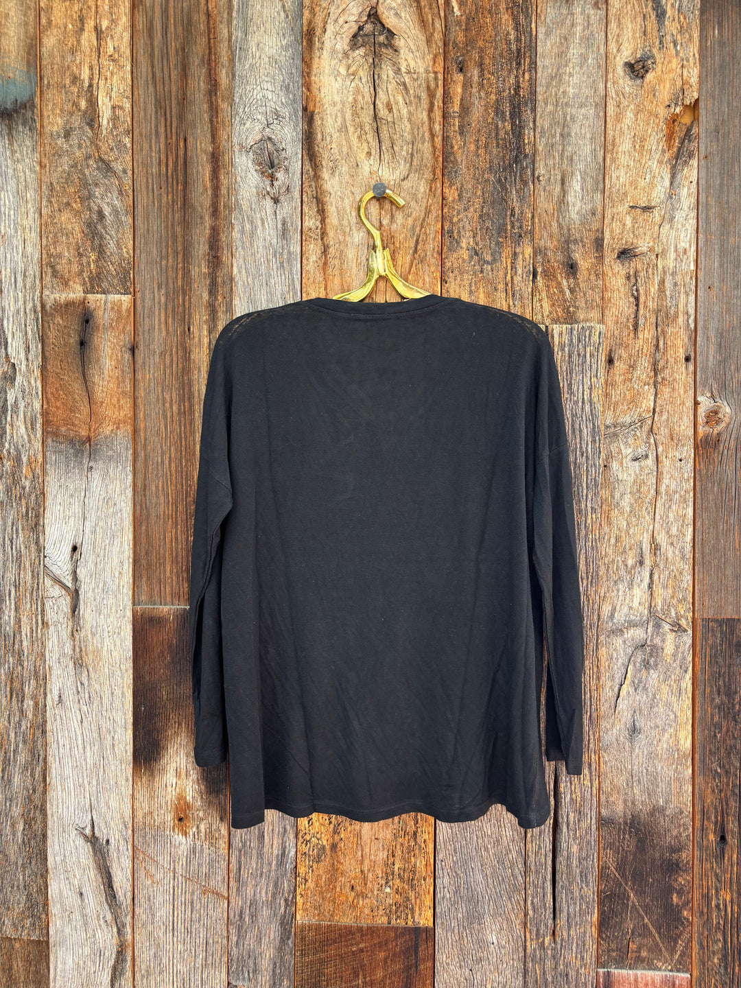 Milio Milano V-Neck Shoulder Drop LS Tee Black