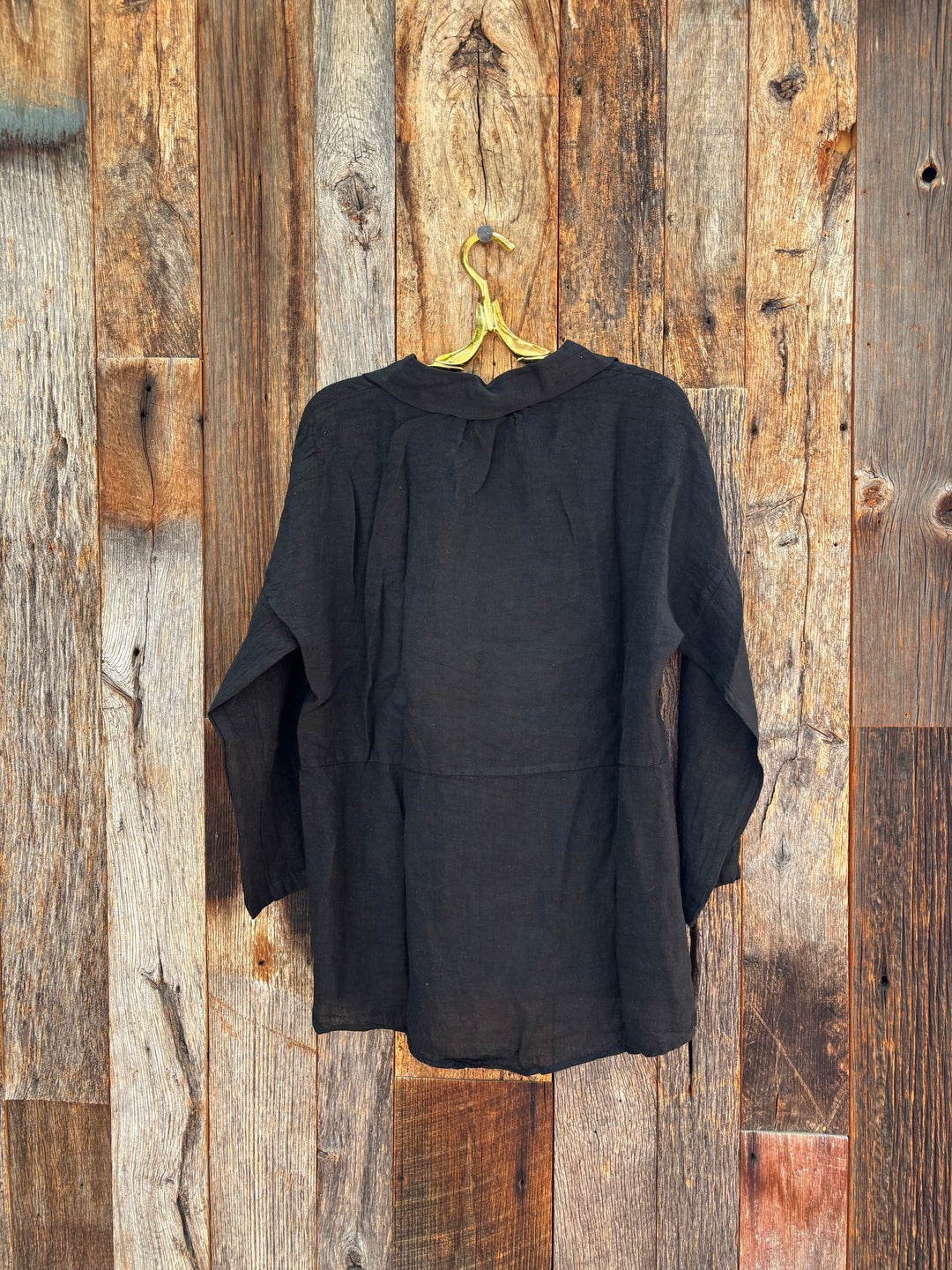 Milio Milano Linen Long Sleeve Button Shirt Black