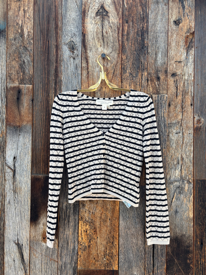Saltwater Luxe Cardinal Sweater Black White