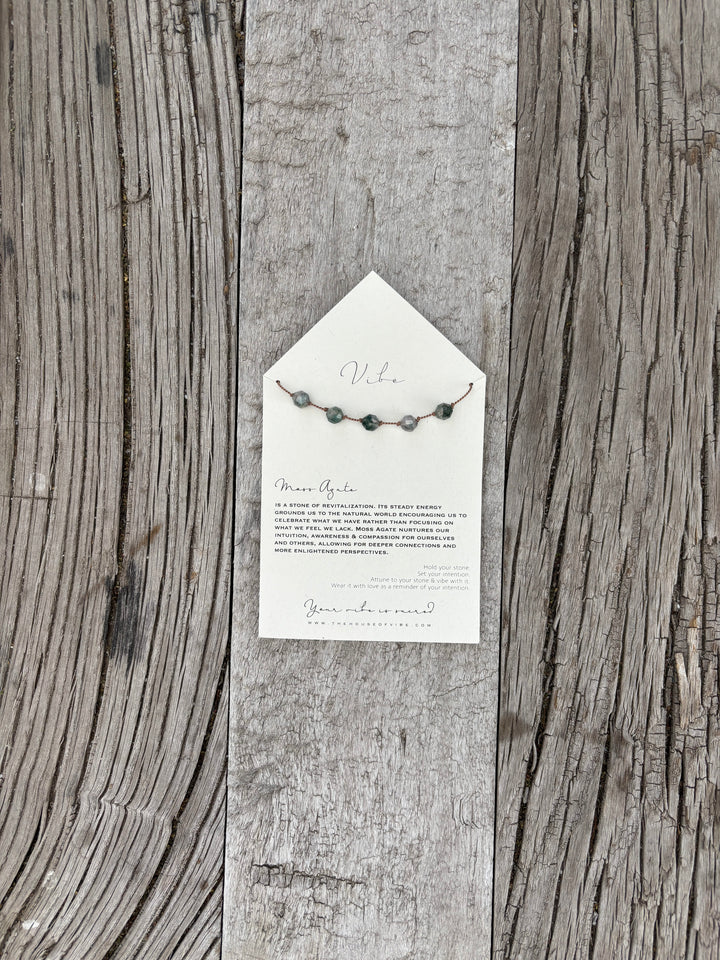 Vibe Necklace Moss Agate  5 Stone