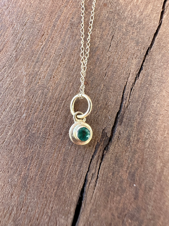 Robin M 14K Tiny Emerald 3x5mm on 18" GF Chain